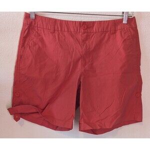 Liz Claiborne Women’s Chino Shorts Size 10 (35x8)  Red Roll Tab (873m)
